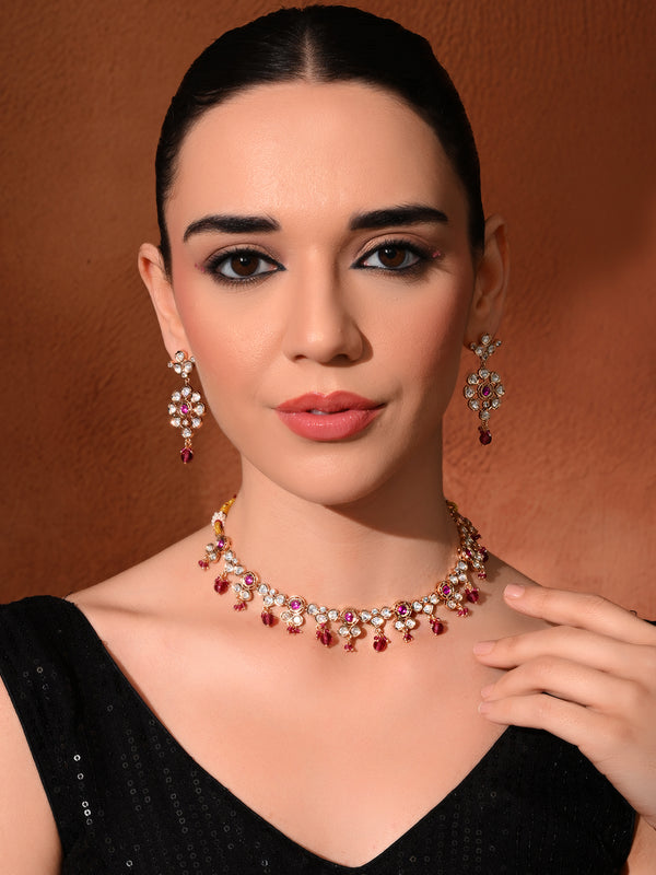 Pink Gold Ethnic Necklace Set