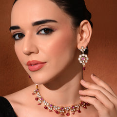 Pink Gold Ethnic Necklace Set