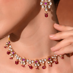 Pink Gold Ethnic Necklace Set