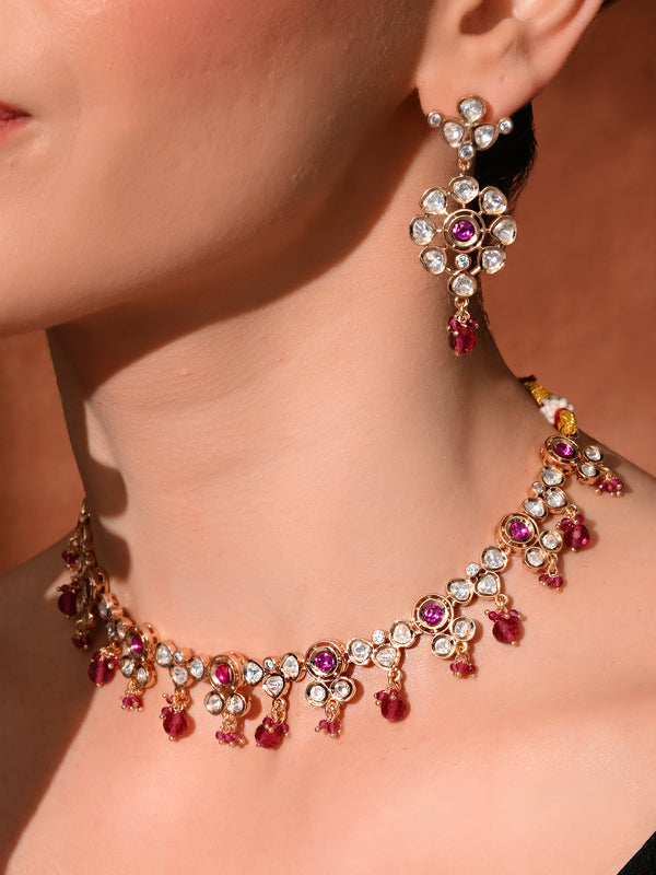 Pink Gold Ethnic Necklace Set