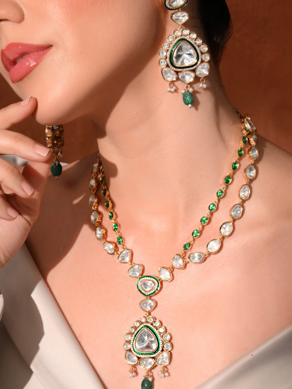 Green Long Royal Necklace Set