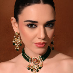 Green Royal Kundan Polki Choker Set
