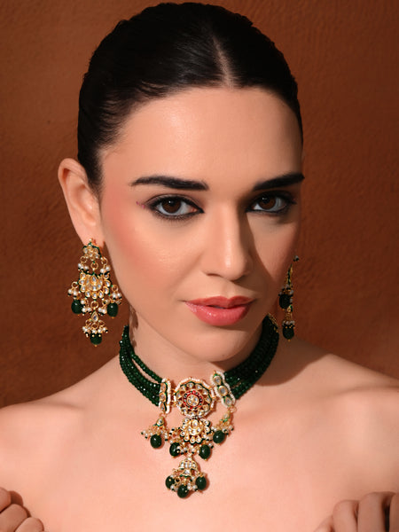 Green Royal Kundan Polki Choker Set