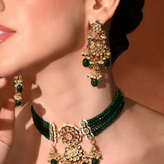 Green Royal Kundan Polki Choker Set