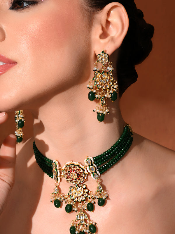 Green Royal Kundan Polki Choker Set