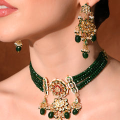 Green Royal Kundan Polki Choker Set