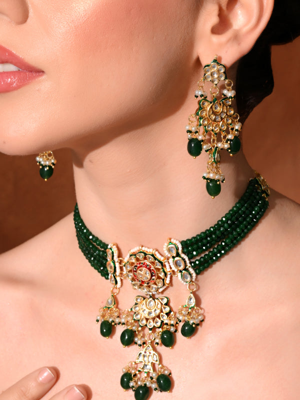 Green Royal Kundan Polki Choker Set