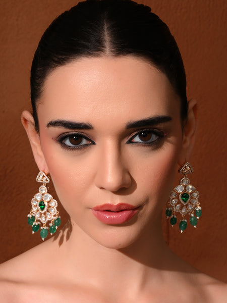 Classic Green Gold Danglers