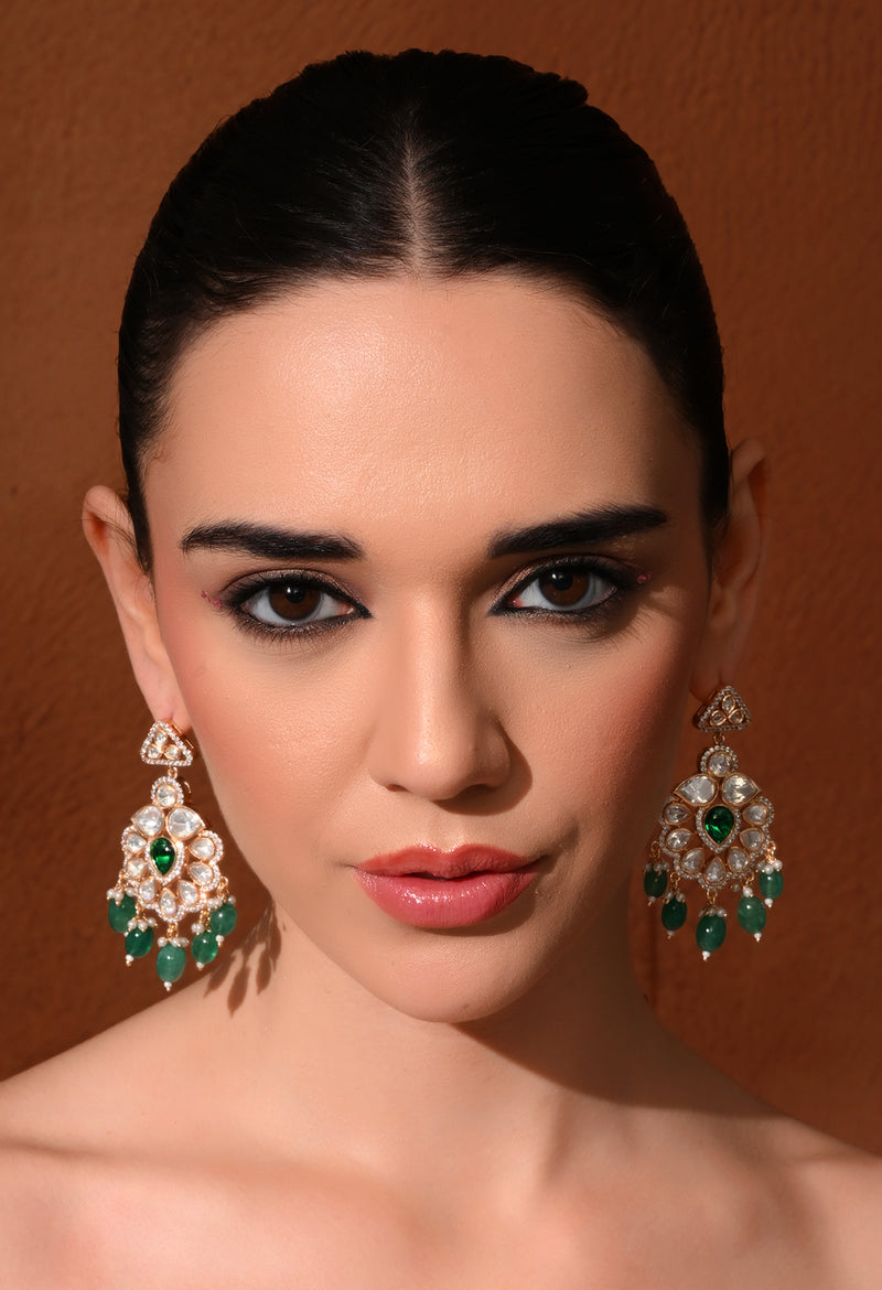 Classic Green Gold Danglers