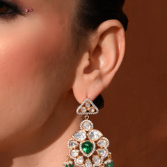 Classic Green Gold Danglers