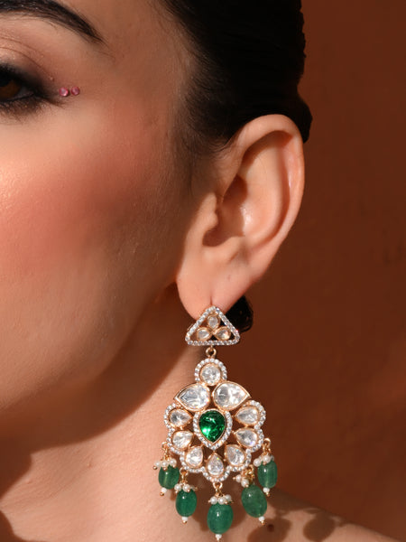 Classic Green Gold Danglers