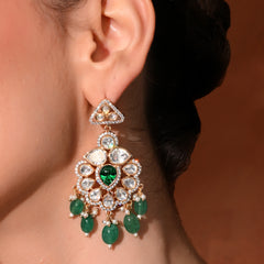 Classic Green Gold Danglers