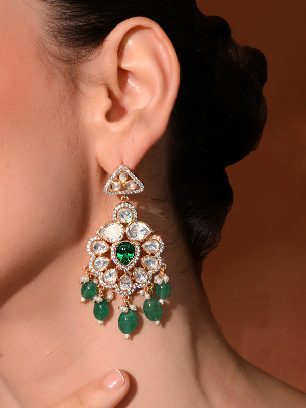Classic Green Gold Danglers