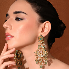 Multi Kundan Polki Chaandbaali Earrings
