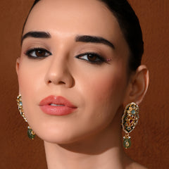 Green Kundan Stud Earrings