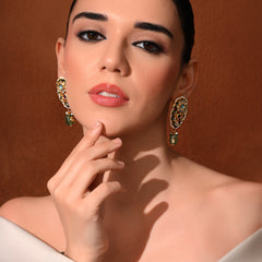 Green Kundan Stud Earrings