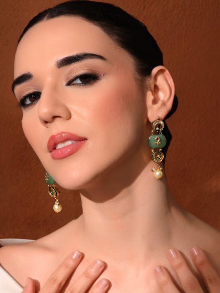 Green Ethnic Danglers
