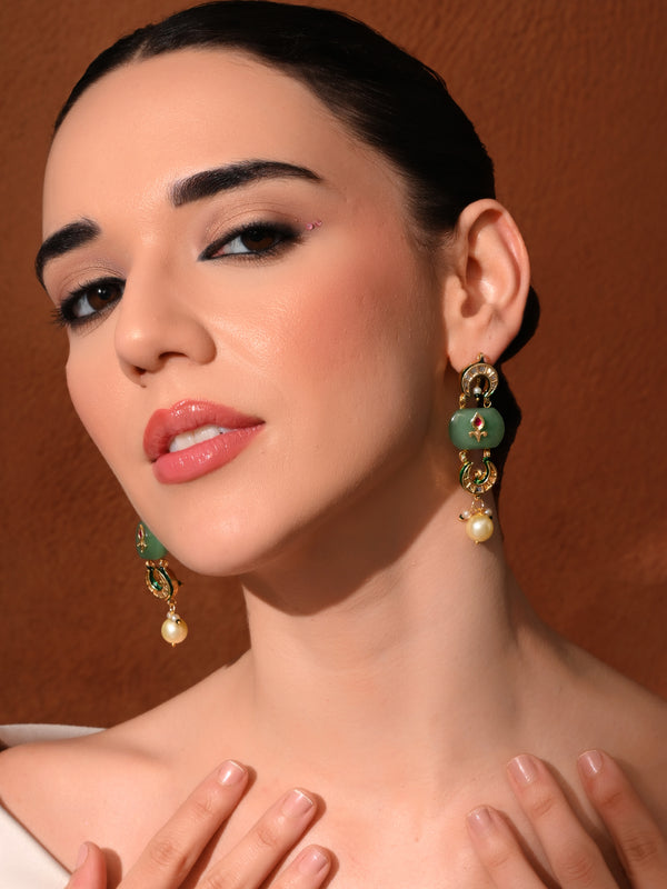 Green Ethnic Danglers