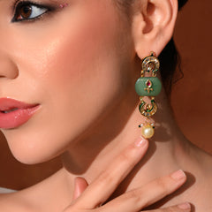 Green Ethnic Danglers
