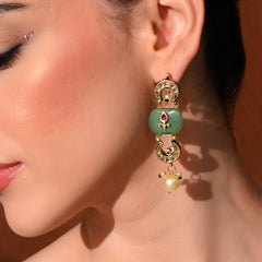 Green Ethnic Danglers