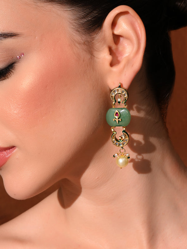 Green Ethnic Danglers