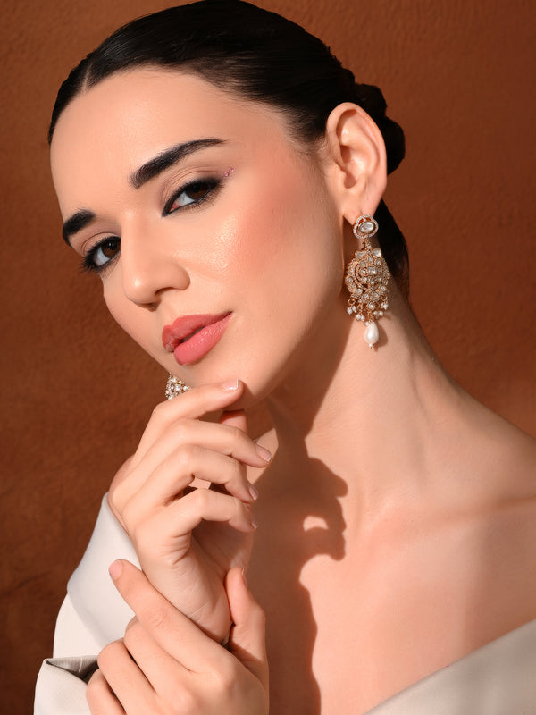 White Kundan Polki Danglers