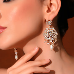 White Kundan Polki Danglers