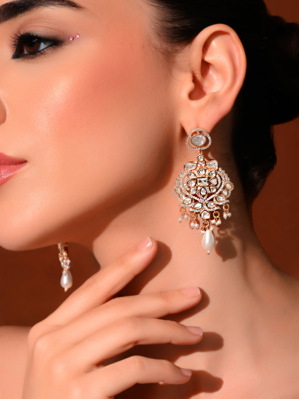White Kundan Polki Danglers