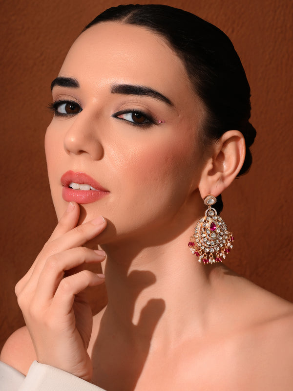Red Kundan Polki Danglers