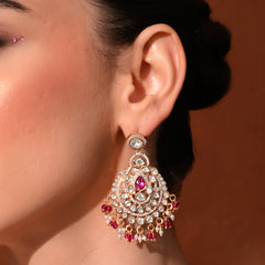 Red Kundan Polki Danglers
