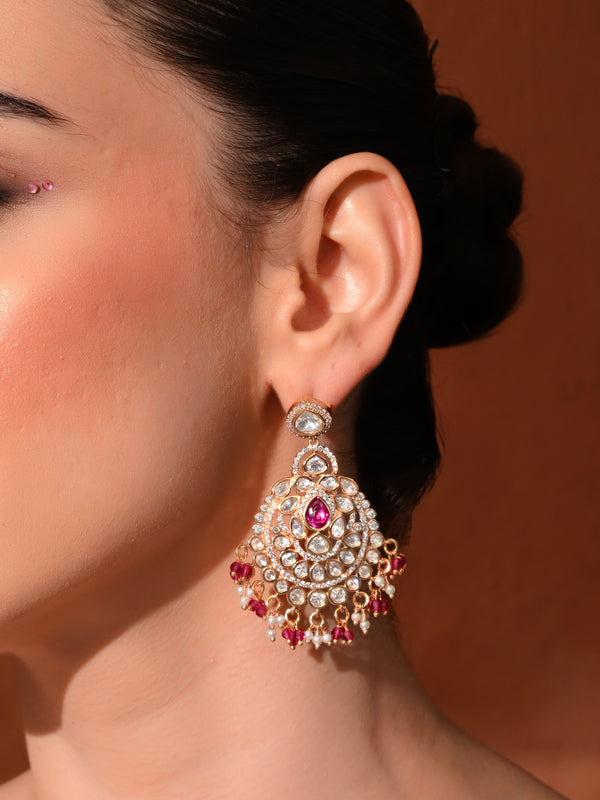 Red Kundan Polki Danglers