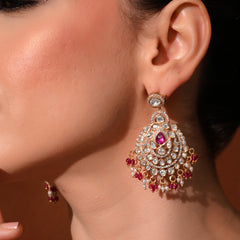 Red Kundan Polki Danglers