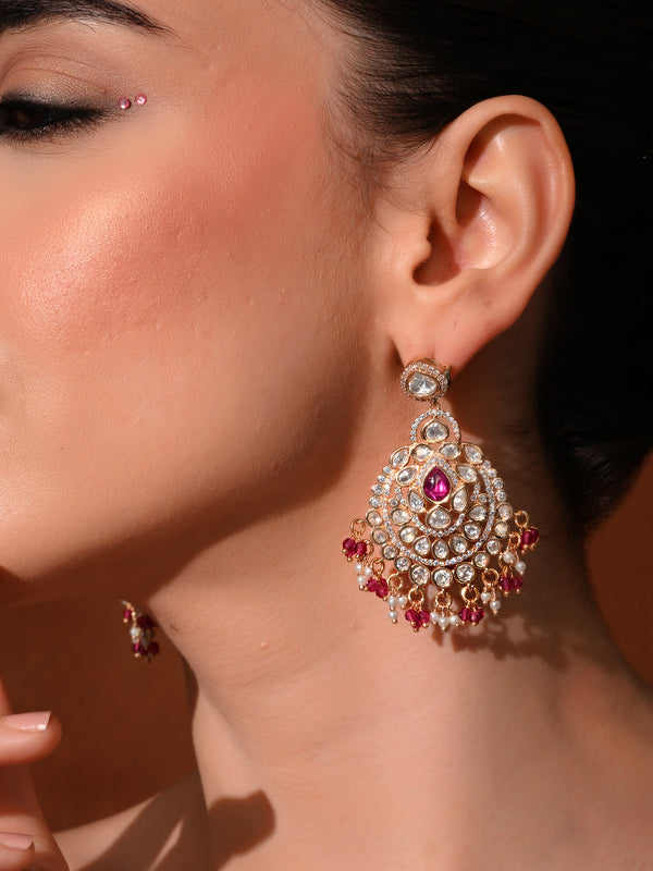 Red Kundan Polki Danglers