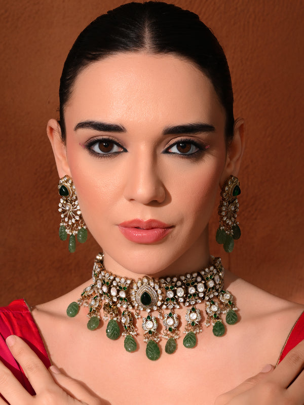 Green Kundan Classic Choker Set