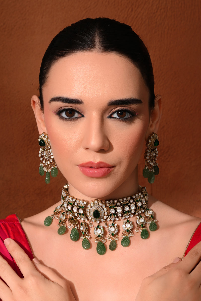 Green Kundan Classic Choker Set