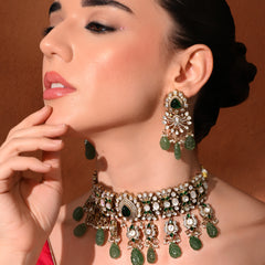 Green Kundan Classic Choker Set