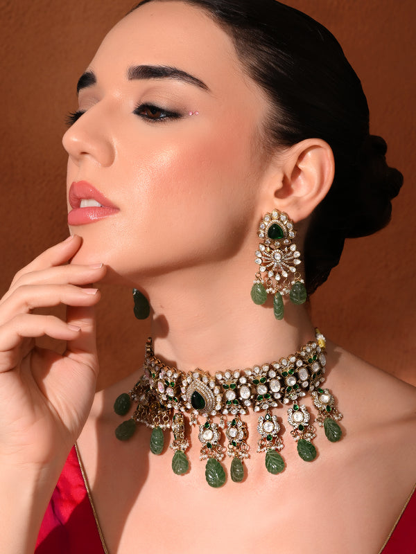 Green Kundan Classic Choker Set