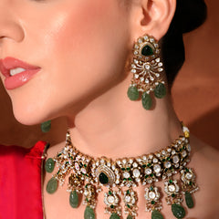 Green Kundan Classic Choker Set