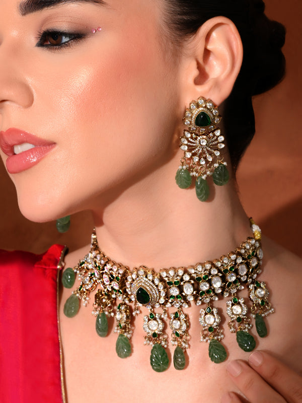 Green Kundan Classic Choker Set