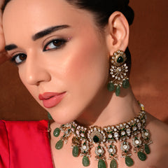 Green Kundan Classic Choker Set