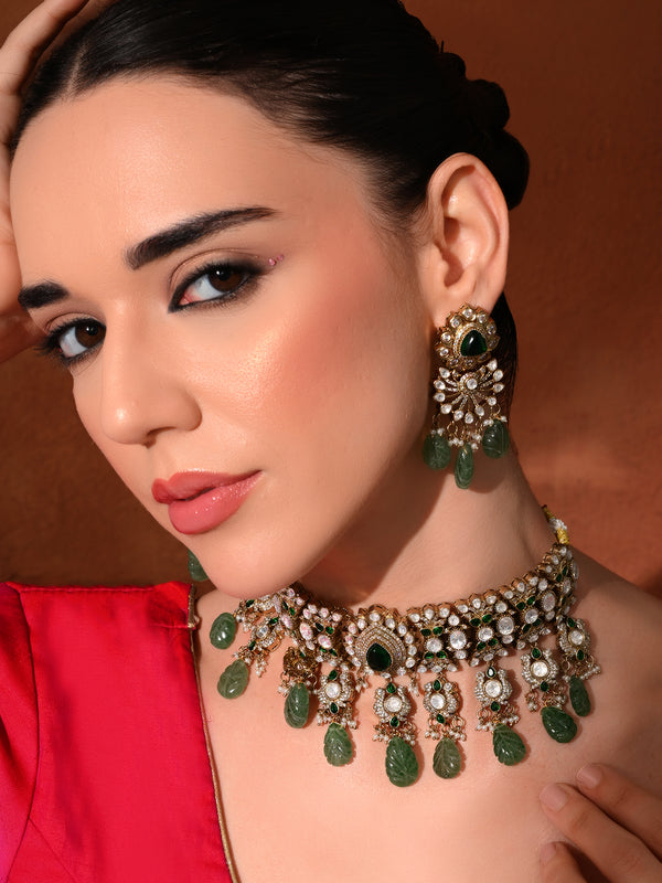 Green Kundan Classic Choker Set