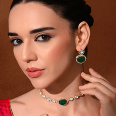 Green Ethnic Necklace & Earrings Set