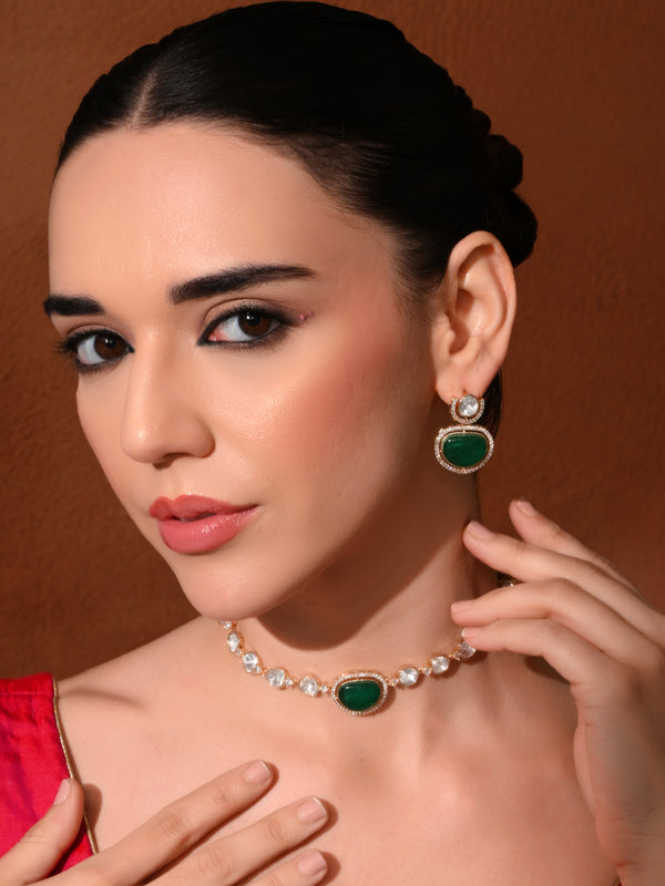 Green Ethnic Necklace & Earrings Set