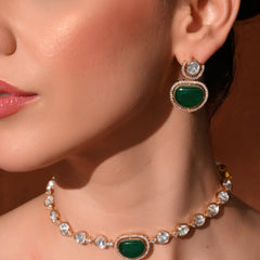 Green Ethnic Necklace & Earrings Set