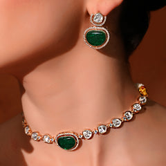 Green Ethnic Necklace & Earrings Set