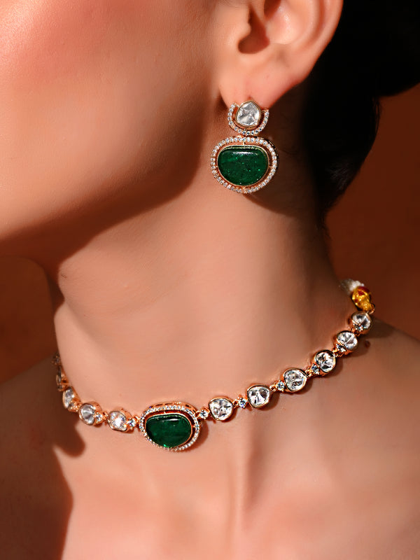 Green Ethnic Necklace & Earrings Set