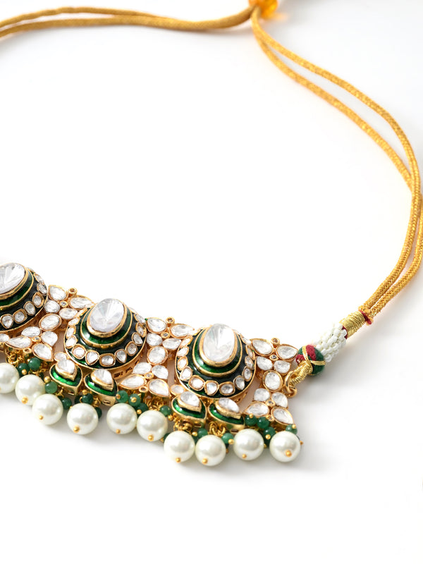 Green Bridal Choker Set with Mangtika