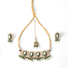 Green Bridal Choker Set with Mangtika