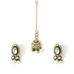 Green Bridal Choker Set with Mangtika