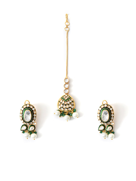 Green Bridal Choker Set with Mangtika